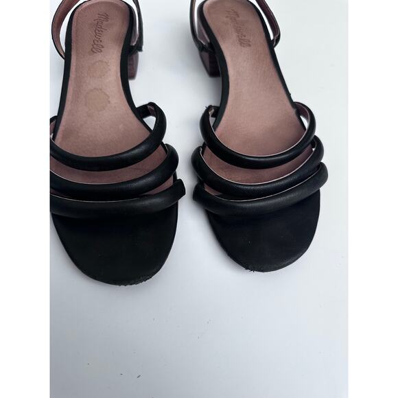 Madewell Addie Black Leather Slingback Block Heels - Size 9 - Picture 3 of 8